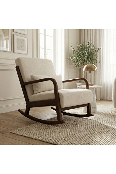 Ebticar Beige Natural Wood Rocking Chair – Unique & Stylish