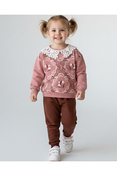 Ege Bebek Set de trening elegant pentru fetițe, cu guler, cu model antic, sez...