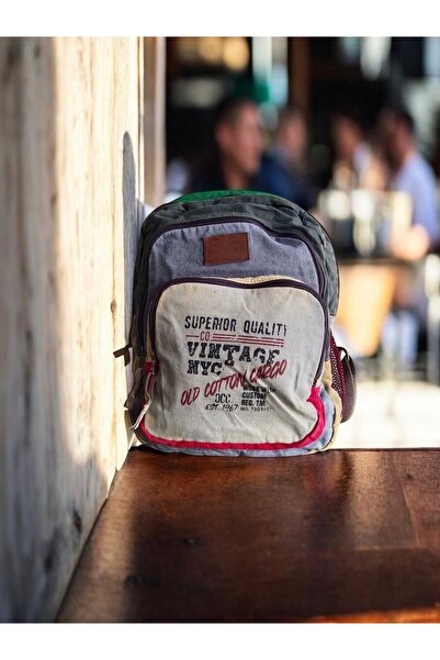 old cotton cargo New Patchwork % 100 pamuk sırt çantası + vintage kanvas çöl ...
