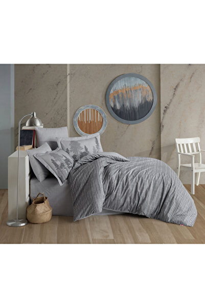 FIONNA.RO Cotton 100% Poplin Duvet Cover Set - Forest View Grey