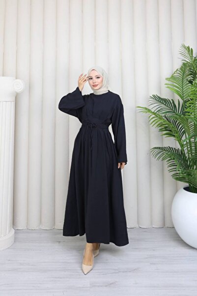 GÜLSEVEN New Season Black Dress with Waist Detail