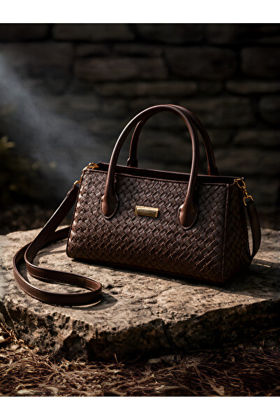 MADAMMERY Knitted/Wicker Detailed Shoulder and Hand Bag 27X13 cm