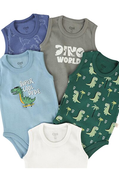 Civil Baby Dinazor Empirmeli 5 Li 0-36 Ay Çıtçıtlı Badi - Yeşil 3-4 Yaş