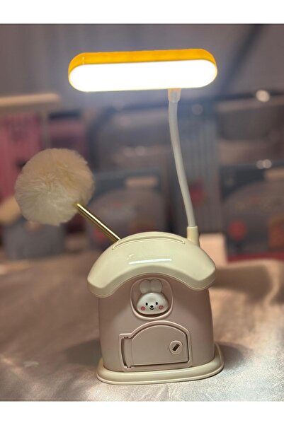 GNR Sevimli Işıklı Ev Temalı Kumbara Gece Lambası Kalemlikli Kalemtraşlı Mini...