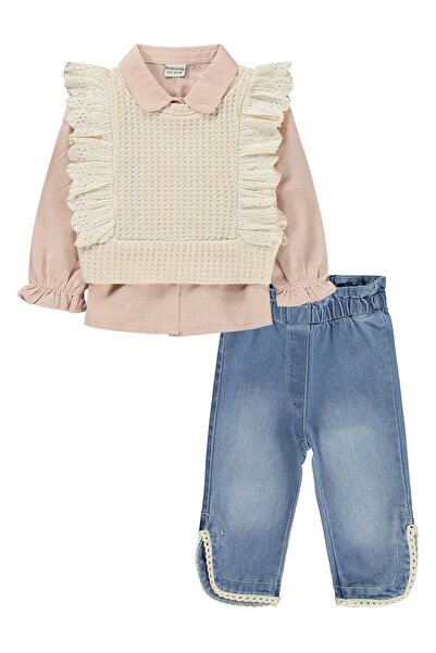 Kumru Fırfır Süeterli 3 Lü Kot 6-18 Ay Takım - Pembe 18-24 Ay