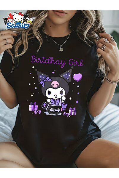 yombaa Sanrio Kuromi "Birthday" Short Sleeve T-Shirt |   Pink-Purple Contrast...