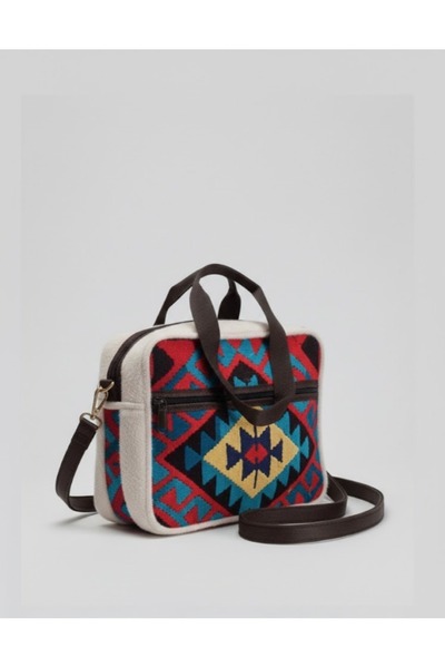 Keyfast Handwoven Hand & Shoulder & Laptop Bag (Kilim Patterned, Lined, Nubuc...