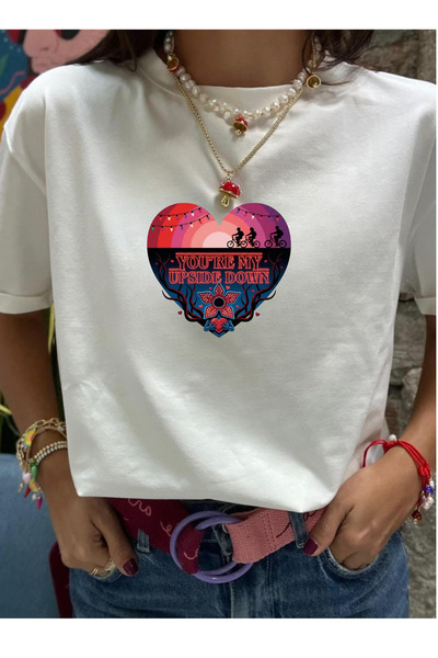 Tubinyoo Stranger Things You Are My Upside Down Baskılı Unisex Oversize Tişört