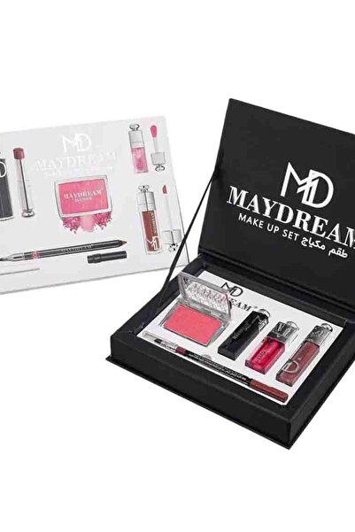 MAYDREAM طقم اسود ارواج+جلوس+محدد شفايف + احمر خدود بودرة PH-1371B