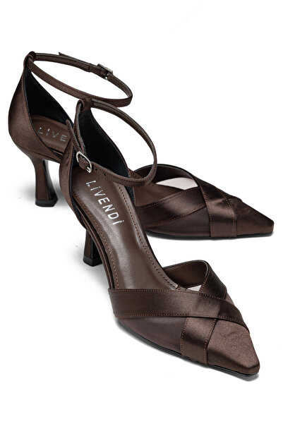 livendi ELENİ Kadın Kahverengi Saten Çapraz Bantlı Bilekten Tokalı Sivri Buru...