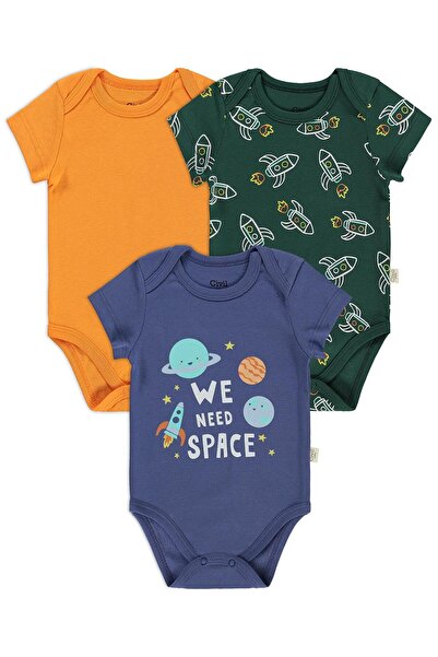 Civil Baby Roket Empirmeli 3 Lü 0-36 Ay Çıtçıtlı Badi - Yeşil 9-12 Ay