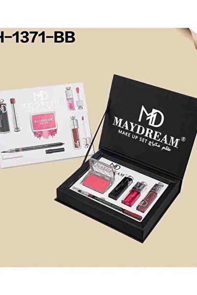 MAYDREAM طقم اسود ارواج+جلوس+محدد شفايف + احمر خدود بودرة PH-1371B