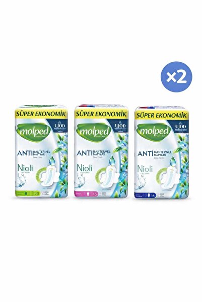 Molped Hijyen Max Normal 20 lix2 + Uzun 16 lıx2 + Gece 14 lüx2 Hijyenik Ped