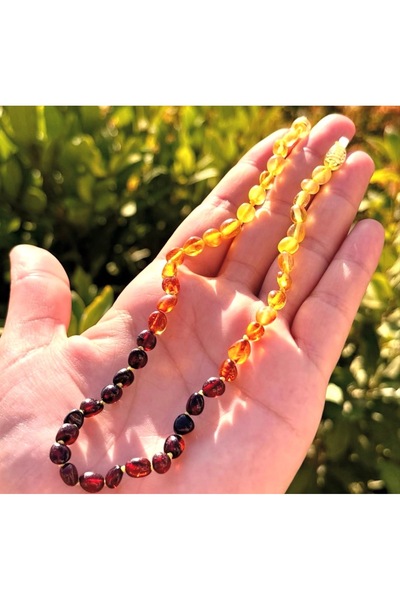 Zeytuni Kehribar Sertifikalı %100 Doğal Baltık Kehribar Bebek Kolye – Gökkuşa...