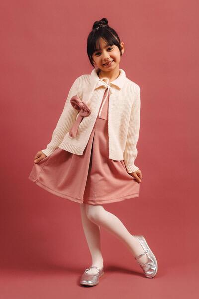 Perendi Girl's Knitwear Cardigan Dress – Special Occasion Combination