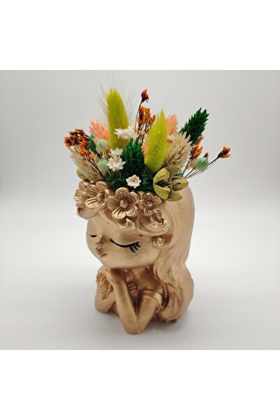 OEM Vaza din ipsos cu flori uscate, 17x8cm