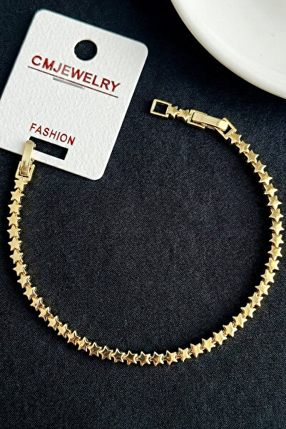 Modacaprea CM 14K Grek Taşsız Yıldız Zincir Kadın Bileklik I 17+2 cm Altın Re...