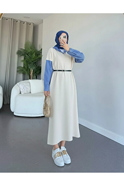 Gardenya Gömlek Detaylı Triko Elbise