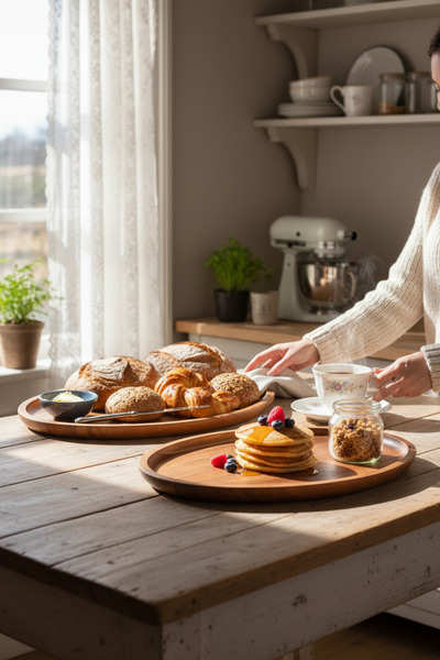 Akayev Set of 2 Acacia Oval Presentation Plates
