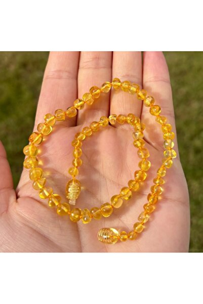 Zeytuni Kehribar Sertifikalı %100 Doğal Baltık Kehribar Bebek Kolye – Bal Ren...