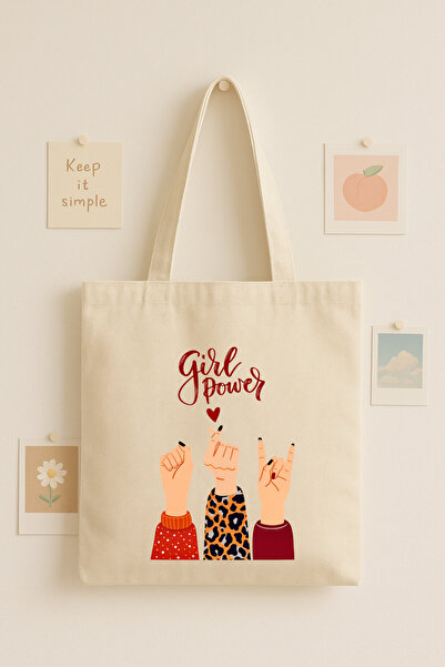 Maki Craft Girl Power Printed Cloth Bag – Women's Themed Daily Use Tote Bag