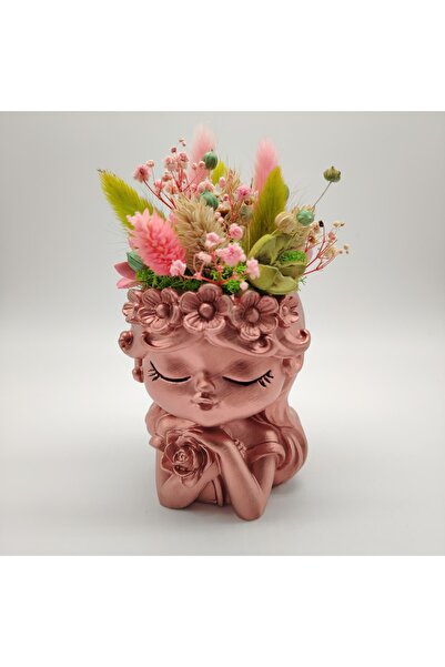 OEM Vaza din ipsos cu flori uscate, 17x8cm