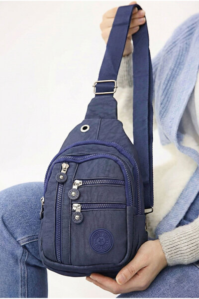 SA-EF Unisex Su Geçirmez Krinkıl Kumaşlı Fermuarlı 5 Bölmeli Çapraz Body Bag ...