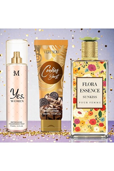 Montage Brands Flora Essence Sunkiss Perfume + Body Mist + Lotion Gift Set fo...