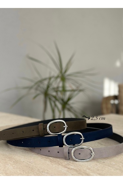 ERDESIGNN Women's 3-Piece Suede Belt Navy Blue Khaki Gray 3-Piece Nubuck Belt