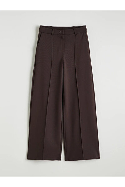 LC Waikiki Brown High Waist Wide Leg Women's Trousers
