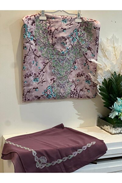 REHAM Emirati-style embroidered Silk fabric with a veil and embroidery on the...