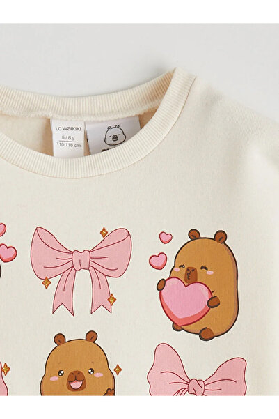 LC Waikiki Hanorac gros pentru fete, cu imprimeu Capyfun, decolteu tip crewne...