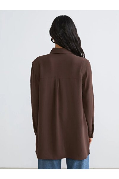 LC Waikiki Brown Gathered Oversized Women's Shirt Tunic