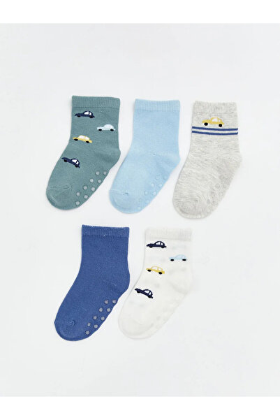 LC Waikiki Turquoise Car Patterned Baby Boy Socks, Pack of 5