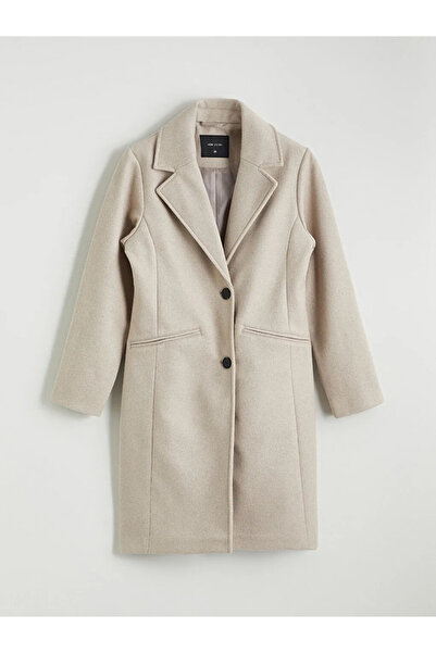 LC Waikiki Beige Jacket Collar Women's Cashmere Coat