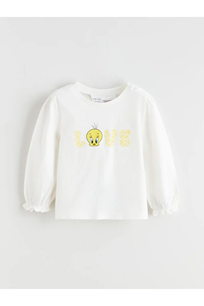 LC Waikiki Ecru Tweety Printed Baby Girl Blouse and Leggings