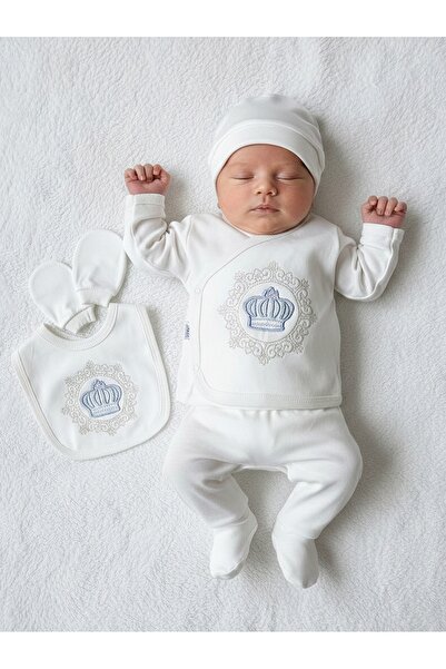 Panfilia 100% Cotton Baby Boy Newborn 5 Piece Hospital Outfit / Bodysuit Set ...