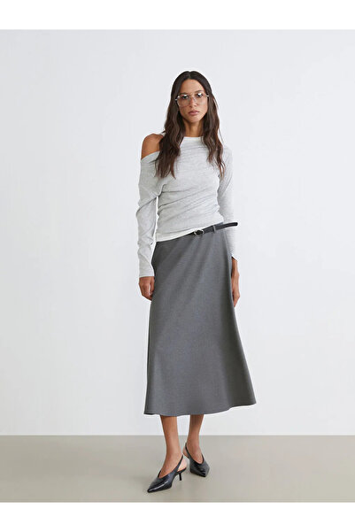 LC Waikiki Gray Boat Neck Women's Bodysuit