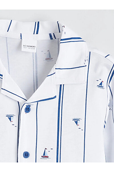 LC Waikiki White Shirt Collar Boys' Pajama Set