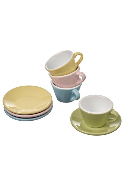 Generic DUKTIG 8-piece cup/saucer playset, mixed colours