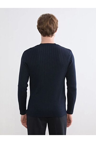 LC Waikiki Navy Blue Crew Neck Knitted Men's Sweater