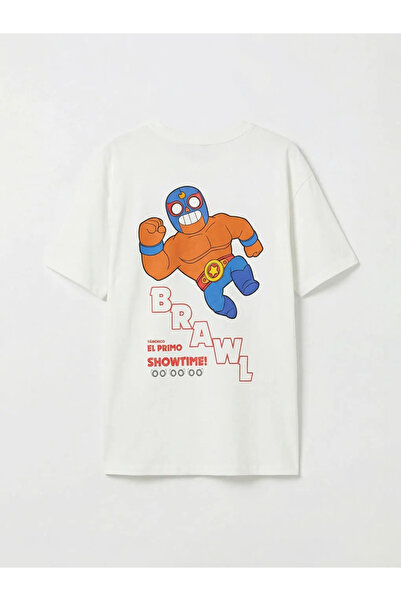 LC Waikiki Ecru Brawl Stars Printed Boys' T-Shirt