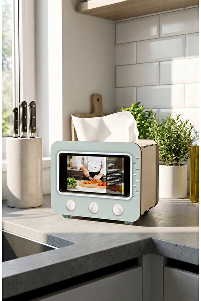 Işıl Concept Wooden Napkin Holder with Phone Stand, Retro Napkin Holder with ...