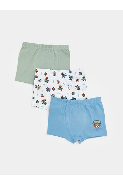 LC Waikiki White Bear Teddy Printed Boy's Boxer 3-Piece