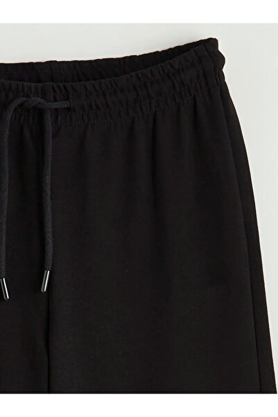 LC Waikiki Μαύρο γυναικείο φούτερ με ελαστική μέση φαρδιά πόδι