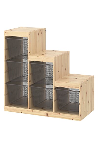 Generic وحدة تخزين تروفاست، خشب صنوبر مصبوغ باللون الأبيض الفاتح/الرمادي الدا...