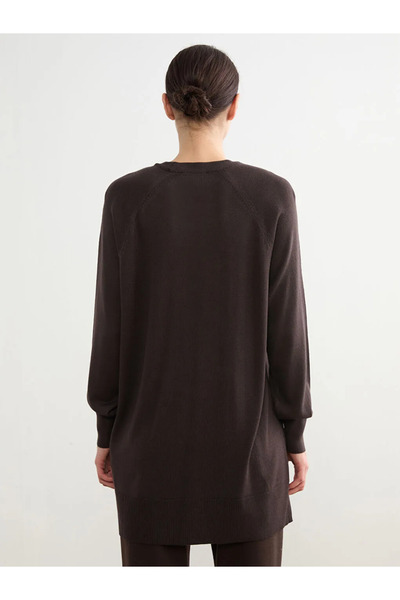 LC Waikiki Brown Crew Neck Women's Knitwear Tunic