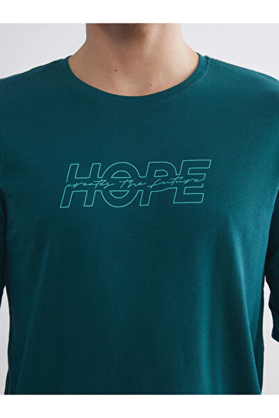 LC Waikiki Top de pijama pentru bărbați, verde, cu imprimeu și guler tip crew...