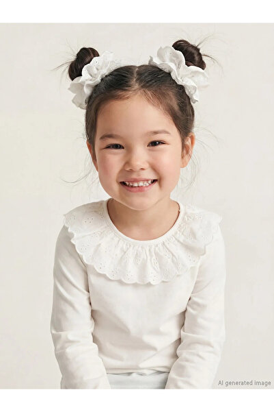 LC Waikiki Bluză Ecru pentru fetițe cu guler tip păpușă