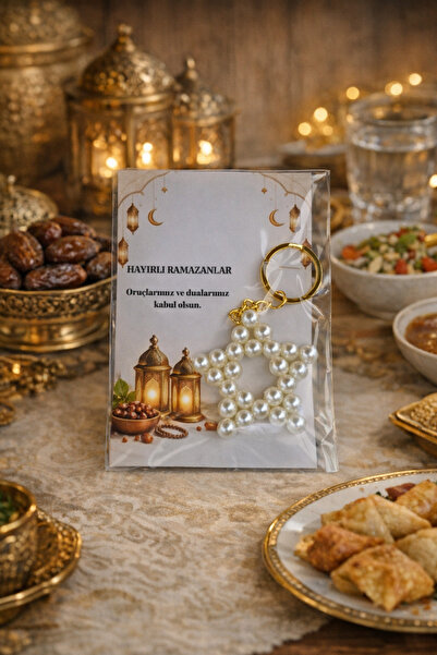SEMOLİNA Ramazan Hediyesi 10 Adet İnci Yıldız Anahtarlık Hayırlı Ramazanlar
